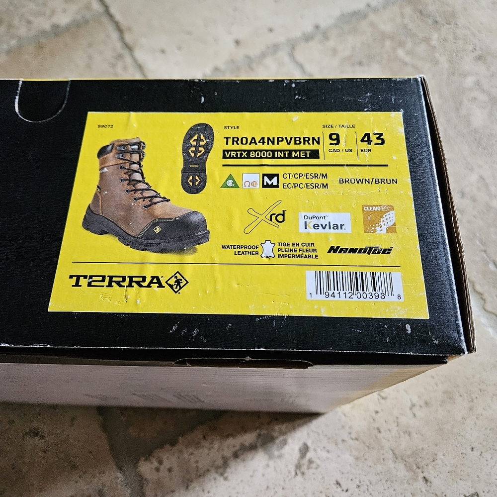 SIZE 9, Terra Brown Work Boots VRTX 8000